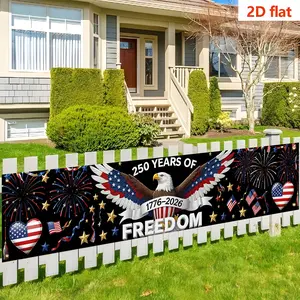 American Independence Day Banner, 250th Anniversary Celebration Decor, Eagle and Flag Design, Outdoor Party Backdrop, Retro Style, 240cm*45cm