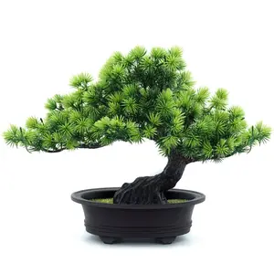 Artificial Bonsai Tree Fake Plants for Home Decor, Living Room Bathroom Bookshelf Entryway Table Wall Shelf Modern Farmhouse Decor, Green, Artificial Potted Trees