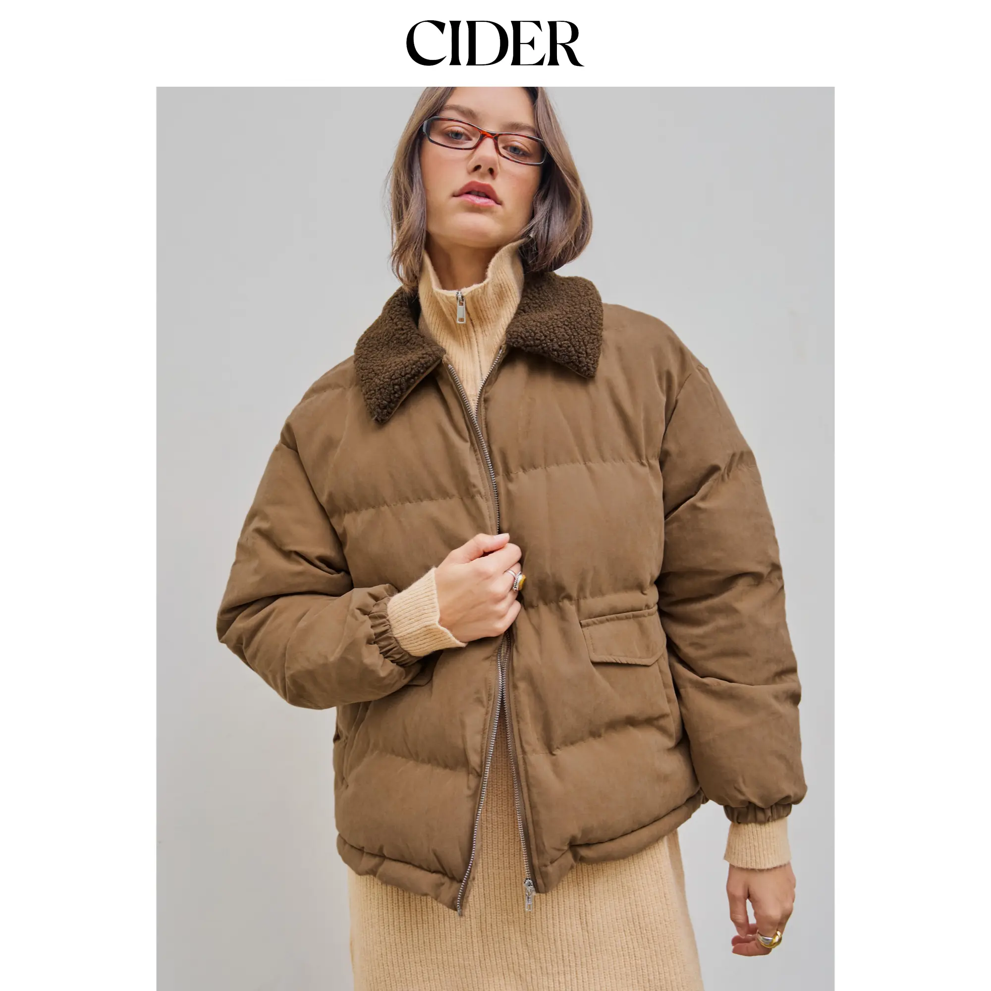 Cider [size 2-10] Teddy Collar Pocket Puffer Jacket SohoChic
