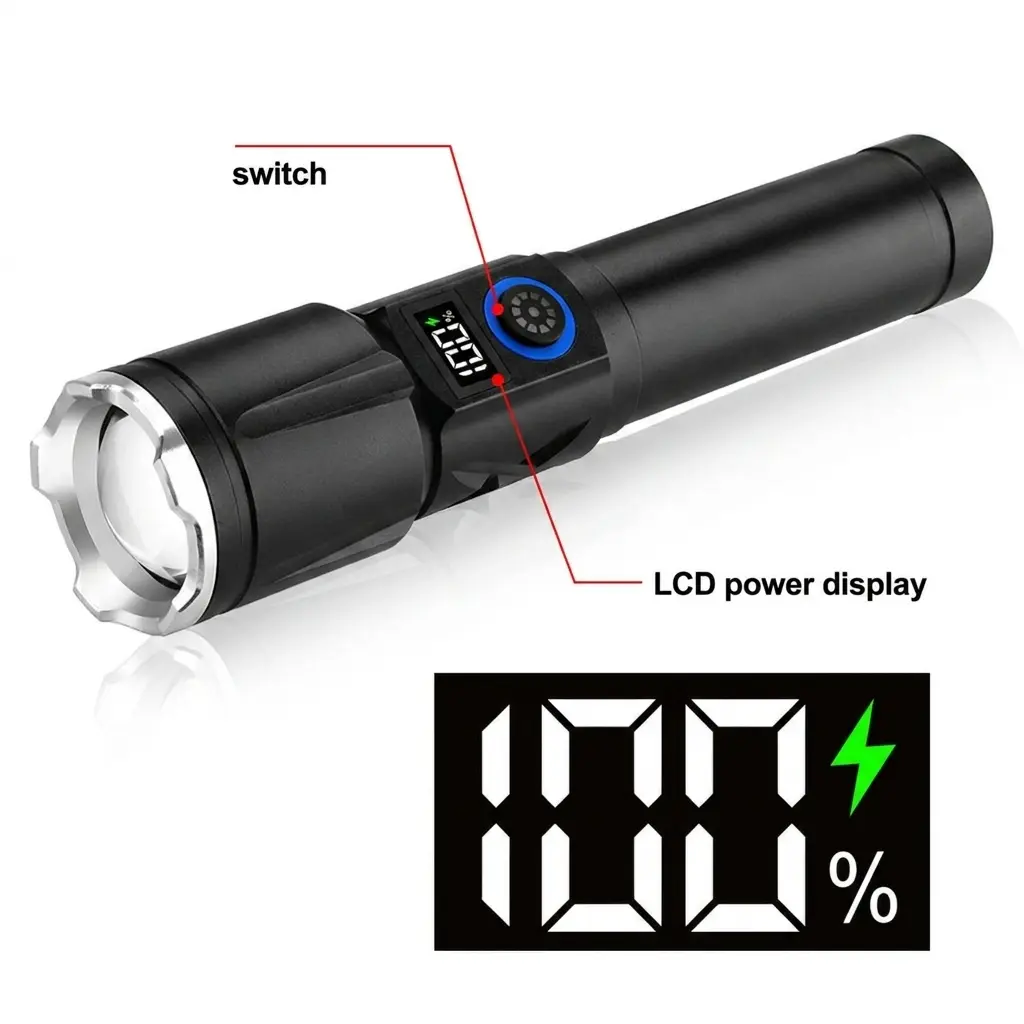 Rechargeable LED Flashlight, Magnetic Work Light Pocket Flashlight, Super Bright Tactical Flashlight, High Power High-Lumen Flashlight Torch, Camping Essentials Car Emergency Tool