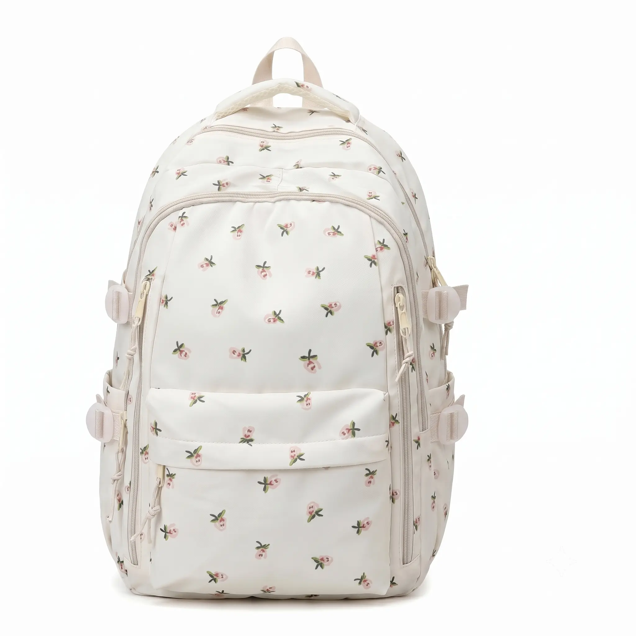 Floral School Backpacks for Girls, Cute Water Resistant Nylon Backpack with Adjustable Capacity & Bows for Daily Use, Water Resistant Backpack