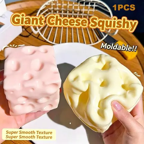 ✨Soft Cheese Block Squishy Toy, Moldable Non-Rebound Fidget Squeeze Toy (Vaseline Filled), Slow Molding Sensory Toy, Relieves Anxiety, Desk Decor, For Adults & Kids, Perfect for Birthday & Holiday Party Favors, Classroom Rewards