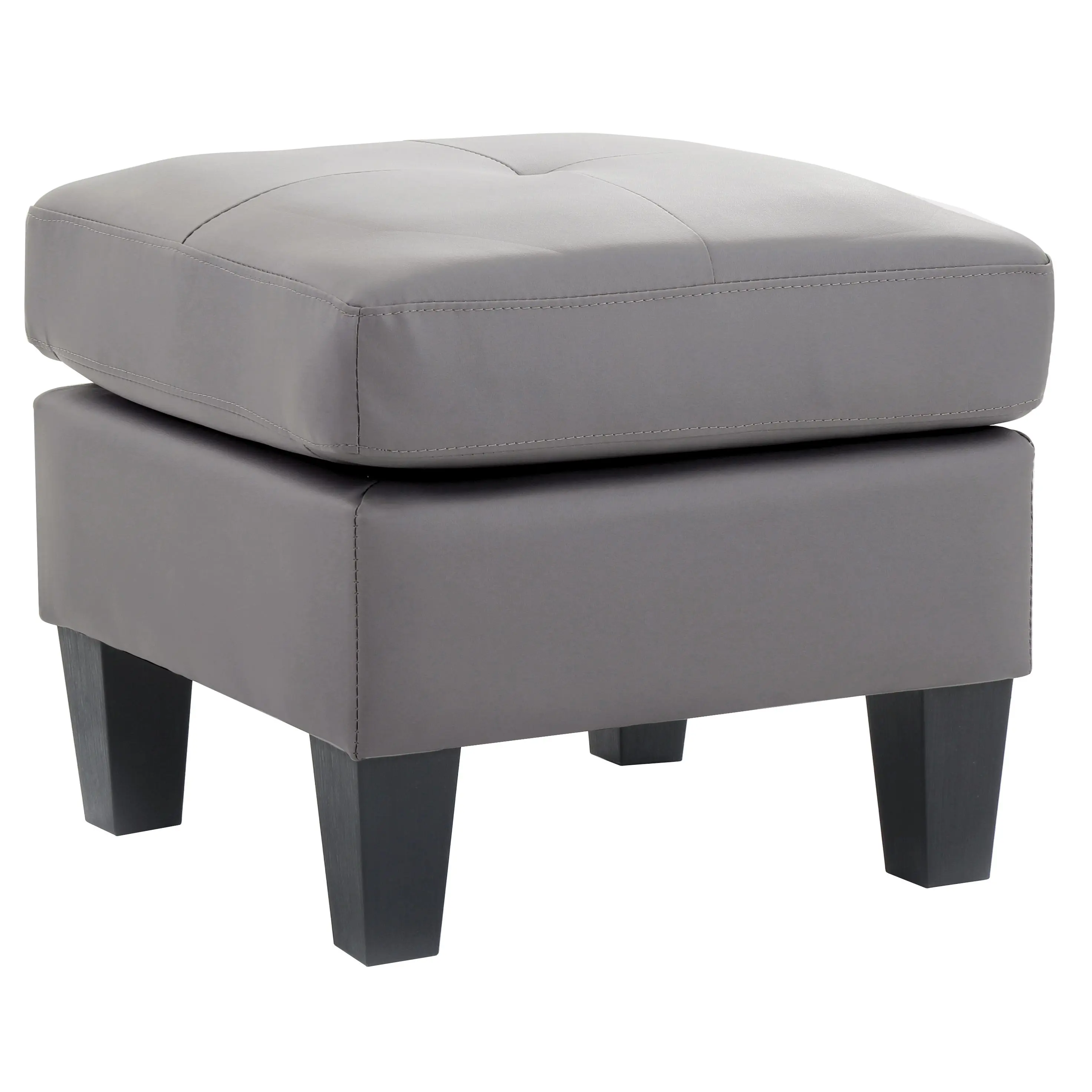 Nokaa Casual Gray Ottoman for Living Room Footstool, Modern PU Upholstered Stool, Compact Accent Seating, Sturdy Indoor Furniture, Cozy Foot Rest for Home Office Bedroom Entryway, Single Piece