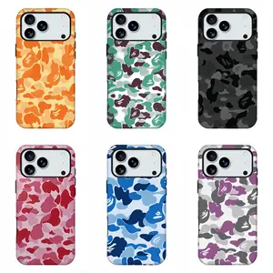 A Bathing Ape ABC Camo Crash-Proof Phone Case - Classic Bape Ape Head Camouflage Print Protective Casing, Streetwear Hip Hop Multi-Color Minimal Aesthetic Cover for iPhone11-17 ProMax & Samsung S21-S26, Mobile Device Accessories, Love Gift