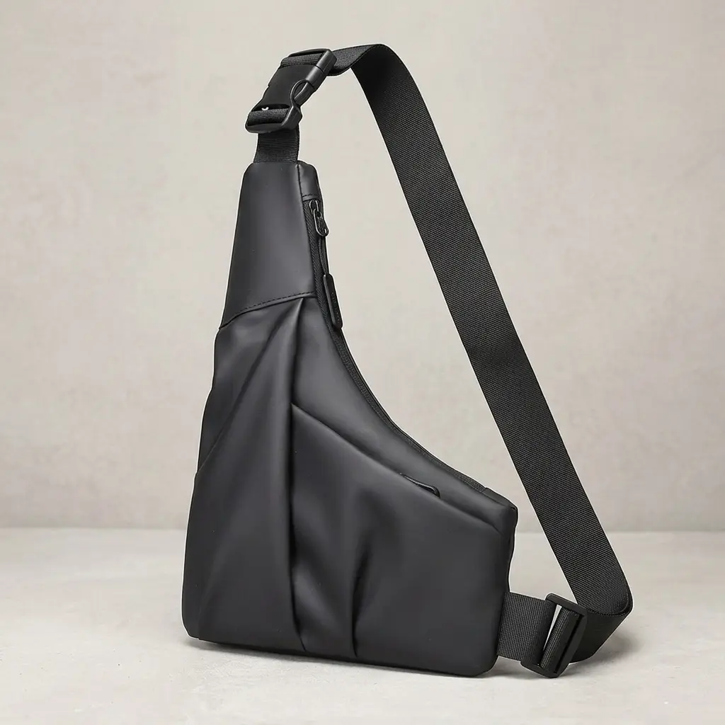 Chic Minimalist Unisex Triangular Crossbody Bag - Lightweight Water-Resistant Oxford Polyester Daily Sling with Zip, Adjustable Strap, Fits 8-Inch Laptop, Plain, Casual, Multi-Function, Shoulder Bags, Slingbag, Stylish Casual Bag