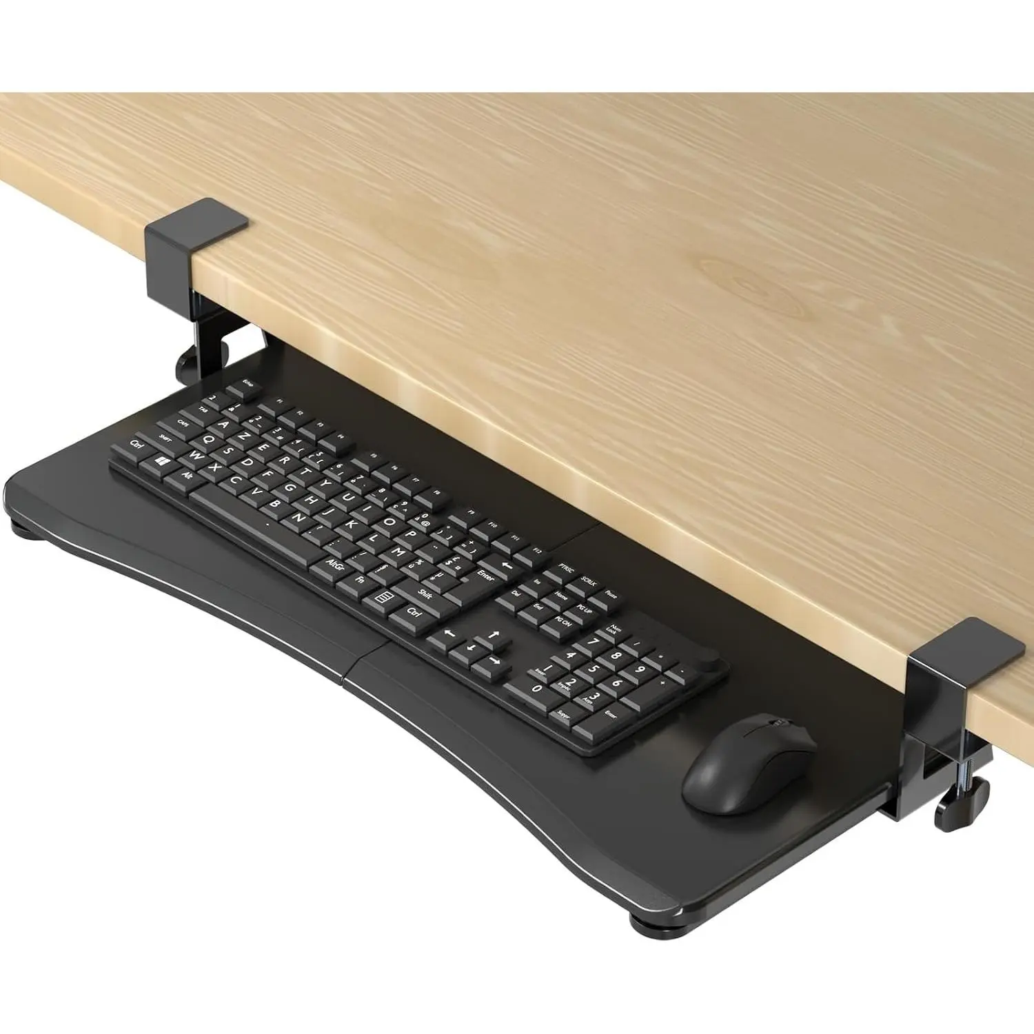 Keyboard Tray Under Desk Pull Out with C Clamp Mount, Computer Keyboard & Mouse Tray, 25.6 (30 Including Clamps) x 11.8 inch Slide-Out Platform Computer Drawer for Typing, Black, DSF1