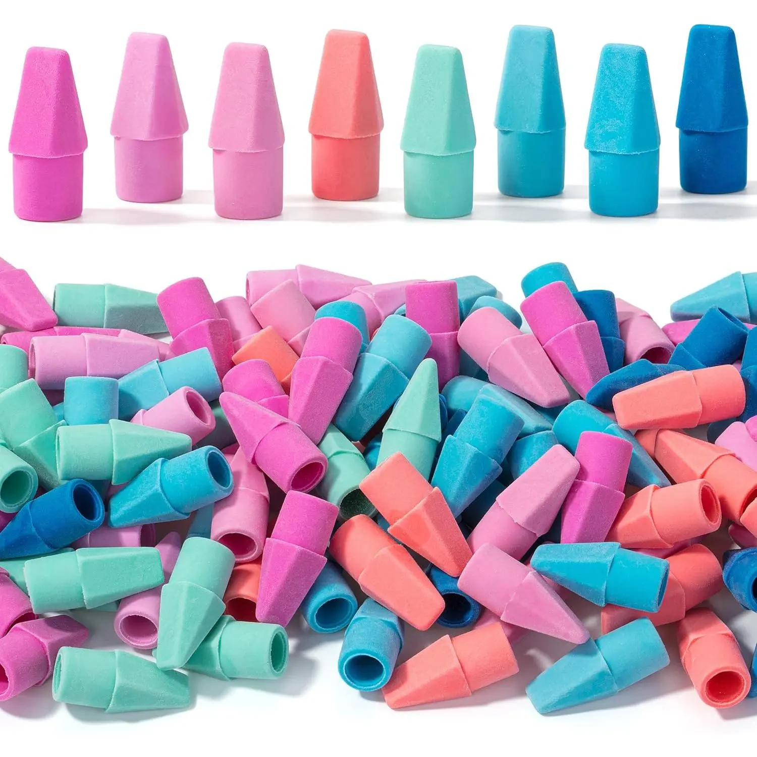 Pencil Eraser Toppers, 120-Pack Colorful Latex-Free Clean Erase Office Stationery for Classroom Users, Writing & Correction Tools, 120-Pack Size, Colorful Look