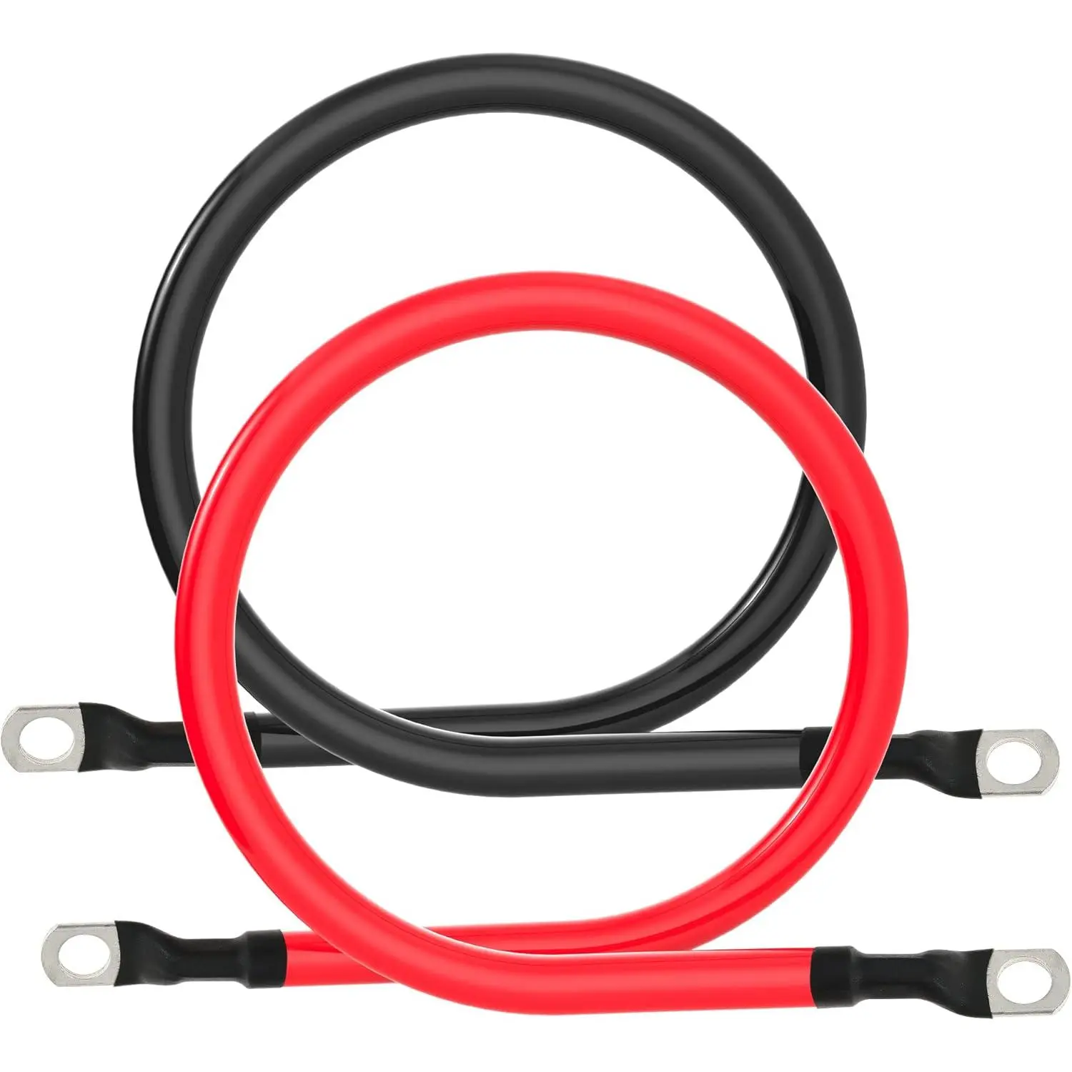4 AWG Pure Copper Battery Inverter Cables with 3/8 in Lugs Both Ends Power Wire Set for Automotive Solar Marine Boat RV Car Motorcycle Red and Black (3FT)