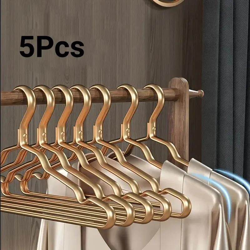 5Pcs Smooth and Durable Metal Shirt Hangers, Lightweight and Sturdy Metal Closet Hangers, Used for Jackets, Pants, Casual Pants, Balcony Drying Clothes