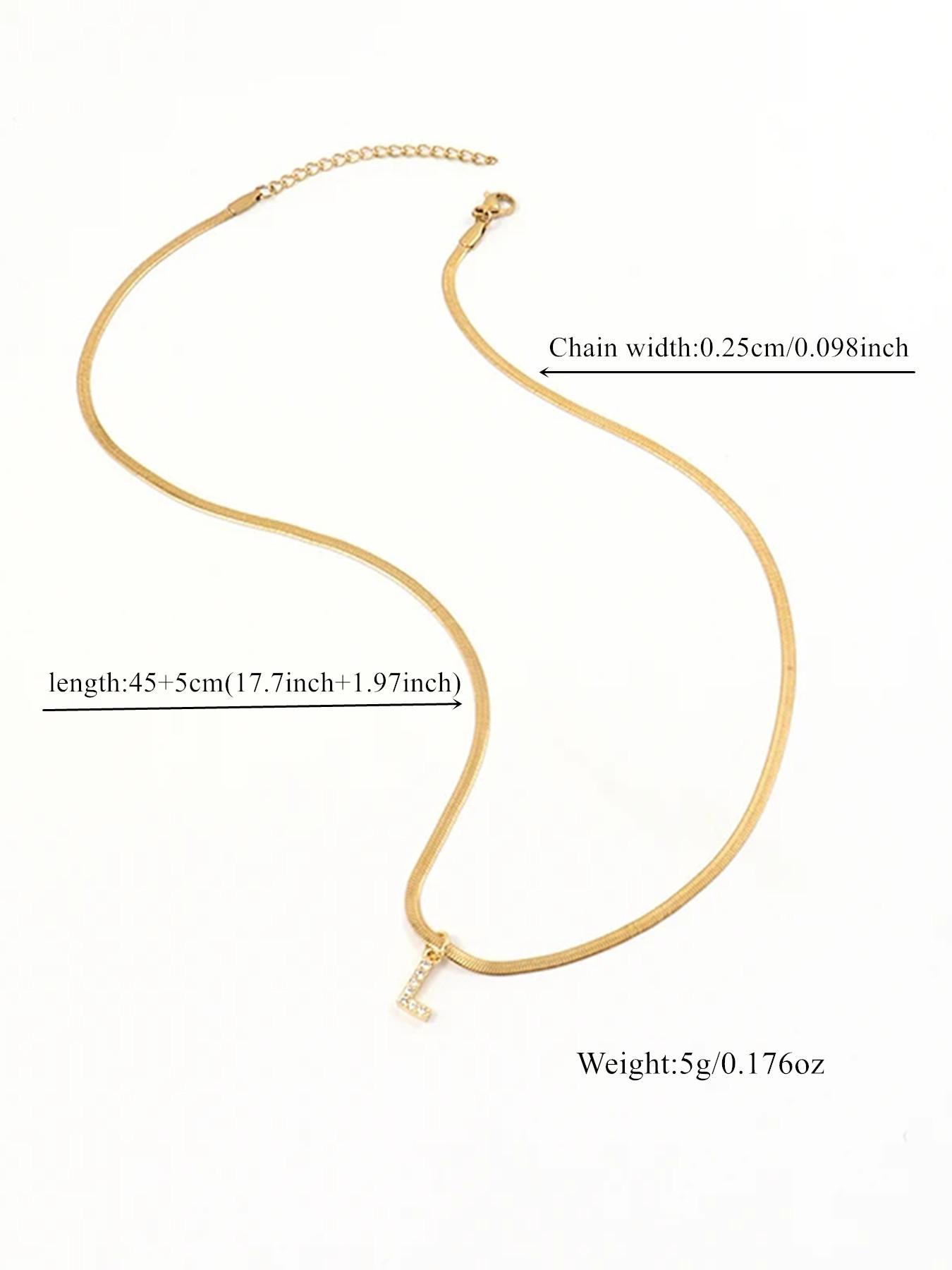 Fashion Letter Design Copper Pendant Stainless Steel Chain Necklace for Women, Elegant Rhinestone Necklace, Fashion Jewelry for Party, Daily Clothing Decor, Trendy All-match & Exquisite Jewelry for Birthday Gift