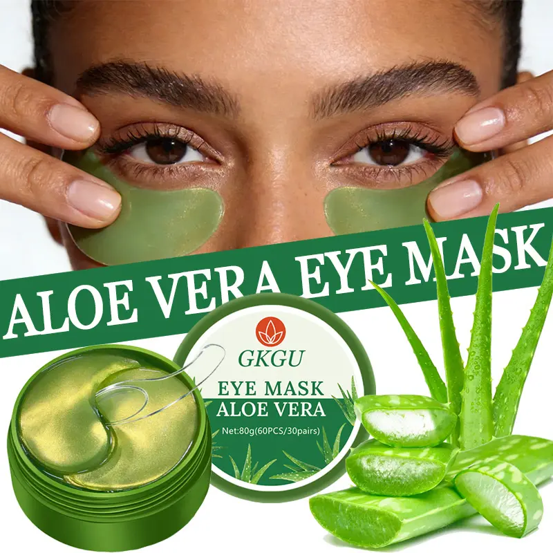 60pcs GKGU Aloe Vera & Hyaluronic Acid Eye Mask | Powerful Moisturizing, Firming & Radiance, Low-Sensitive Formula for All Light Beige Types, Natural Ingredients, Plant-Based Squalane