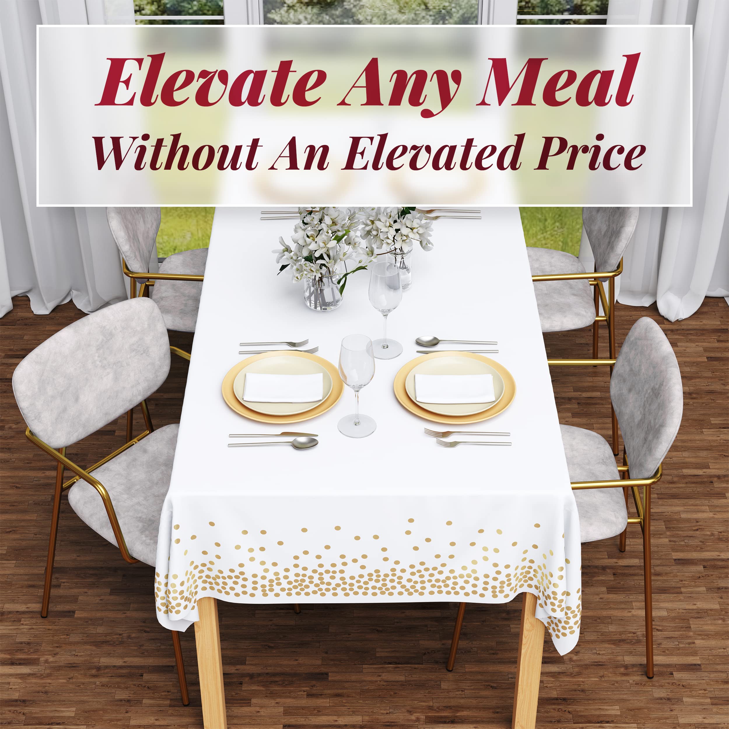 Gold Dot Disposable Tablecloths Plastic Table Cloth Disposable White Tablecloths Party Wedding Baptism Decorations