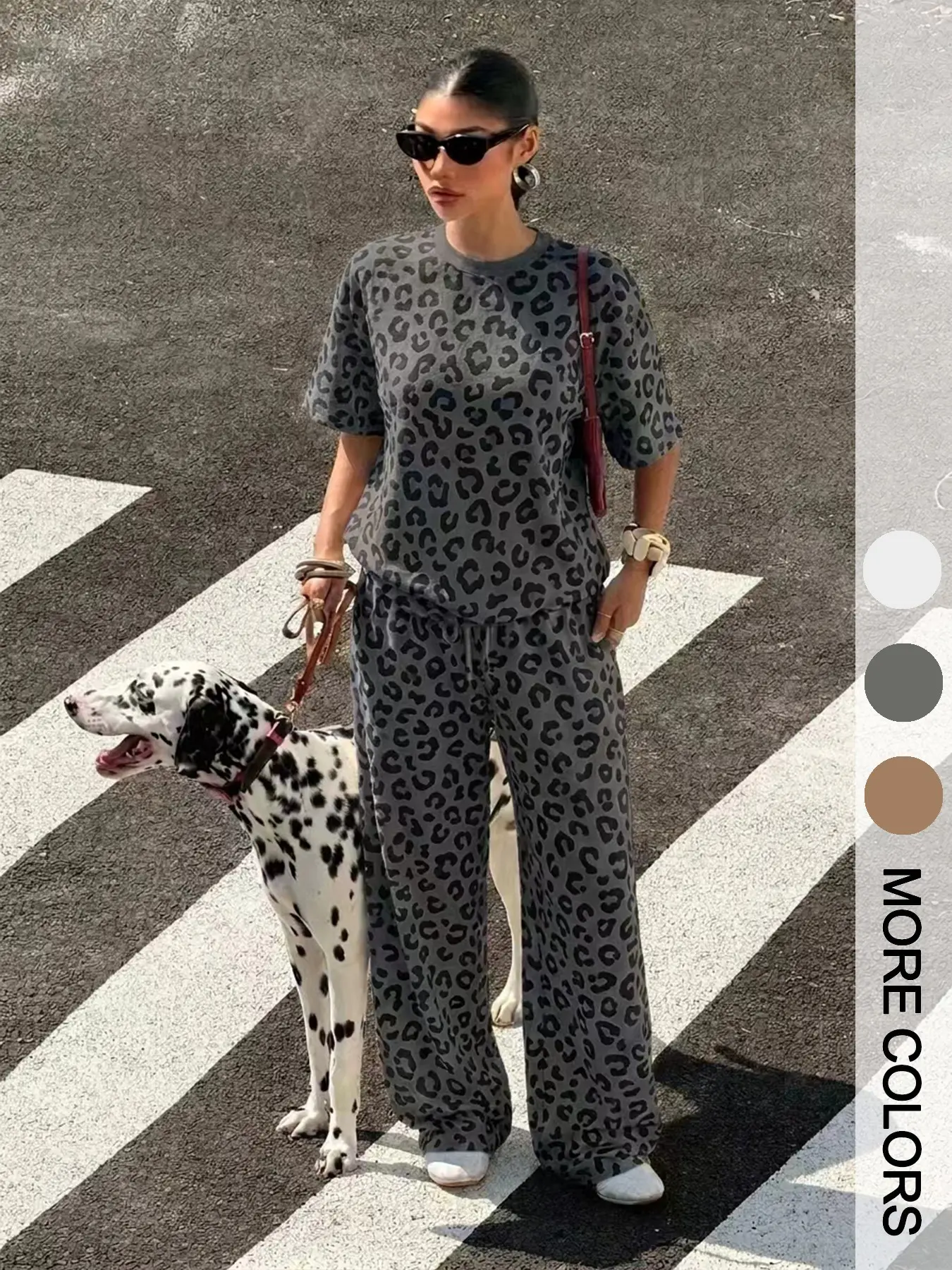 2026 Viral TikTok US UK Women Leopard Print Two Piece Casual Loungewear Matching Set, Y2K Retro 90s Vintage Animal Print Oversized Crew Neck Short Sleeve T Shirt & Elastic Drawstring High Waist Wide Leg Pants Tracksuit, Fashionable loungewear