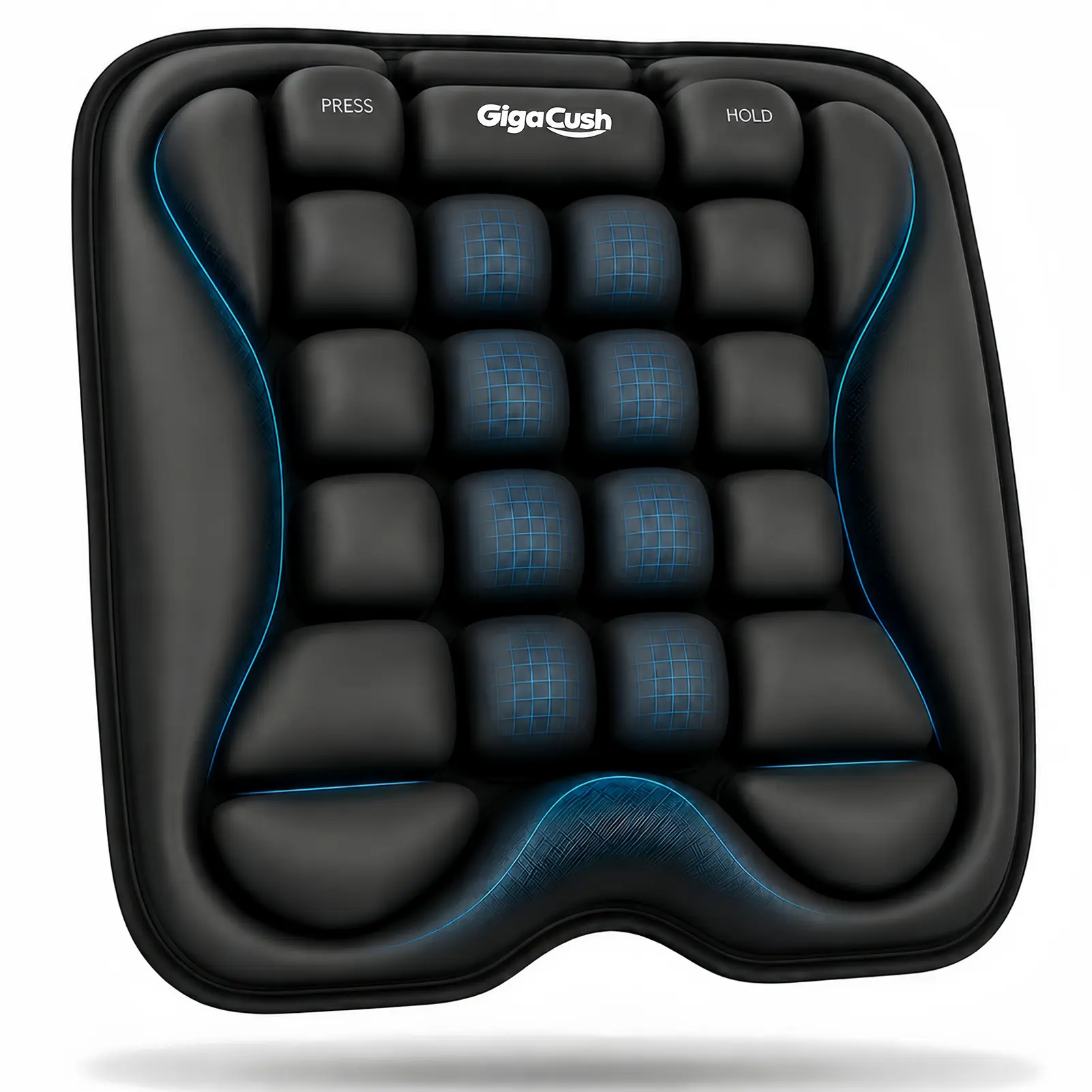 GigaCush Portable Inflatable Airplane Seat Cushion - TPU Air-Cell Seat Padding, Single-User Quick-Inflate Travel Pad for Long Flights, Car Use