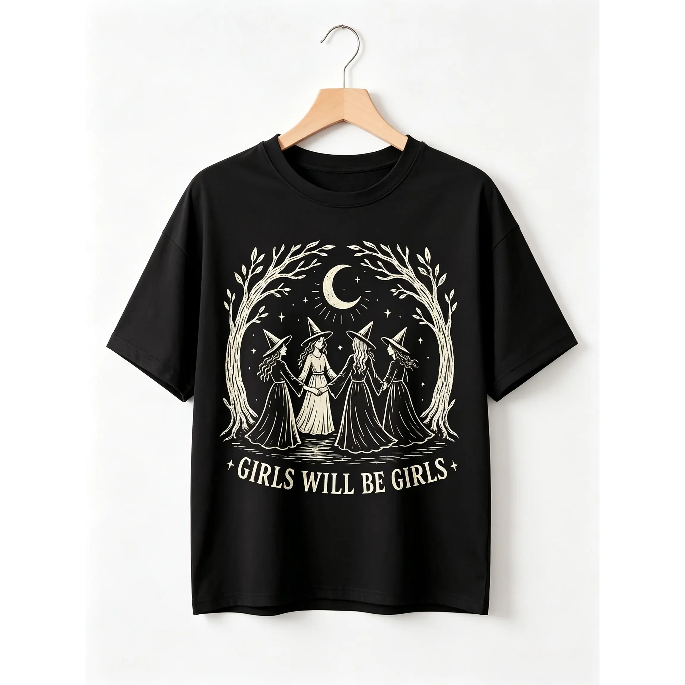 Girls Will Be Girls Witch Shirt, Feminist Halloween Tee, Dancing Witches Shirt, Witchy Girl Power Gift,  Halloween Gift