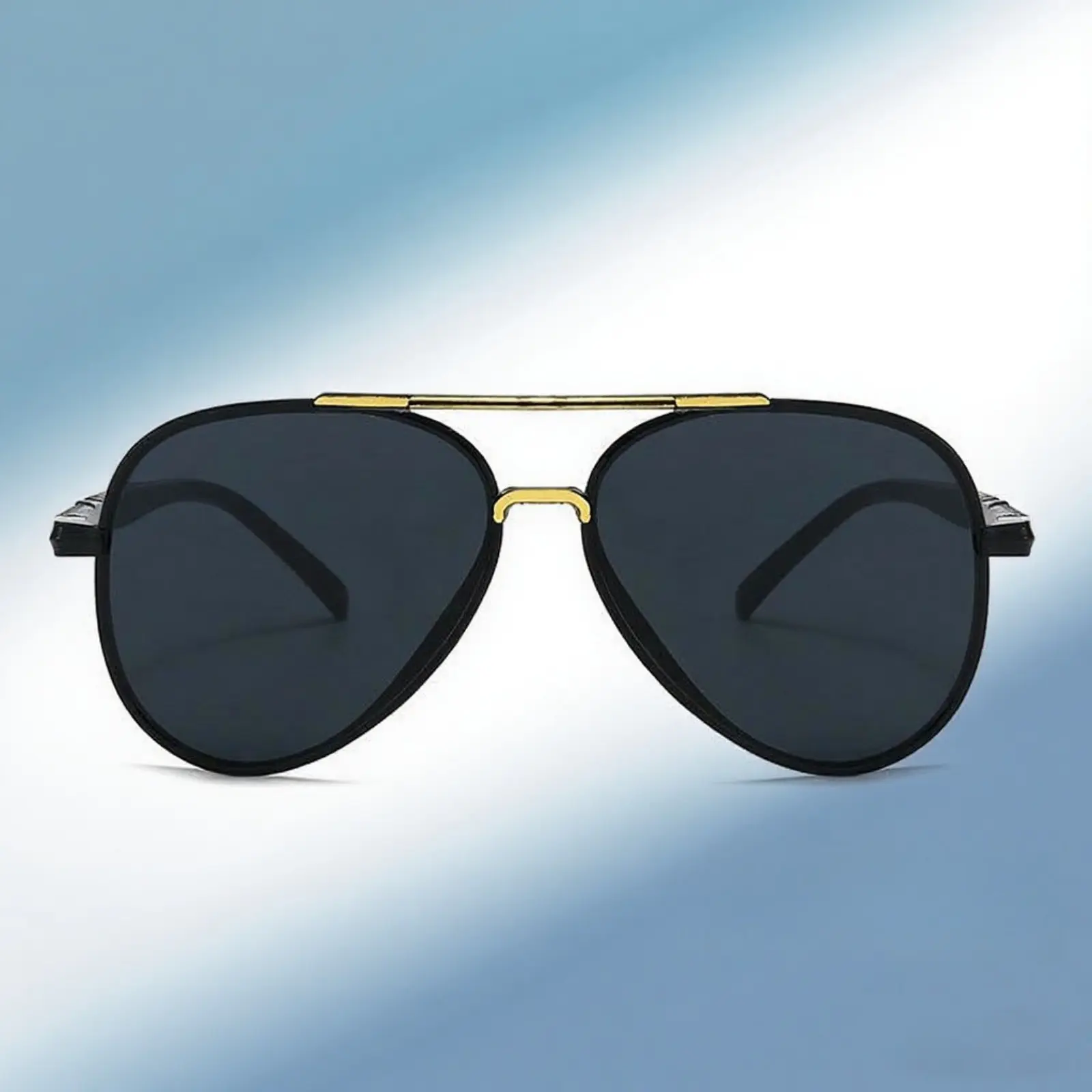 Aviator Sunglasses for Men and Female, Metal Frame, Double Bridge, Black Shades, Retro Pilot Eyewear, UV400 Protection UV Protection Lens for Outdoor Driving, Women, Driving / Ootd, Black Frame Black And Gray Sheet
