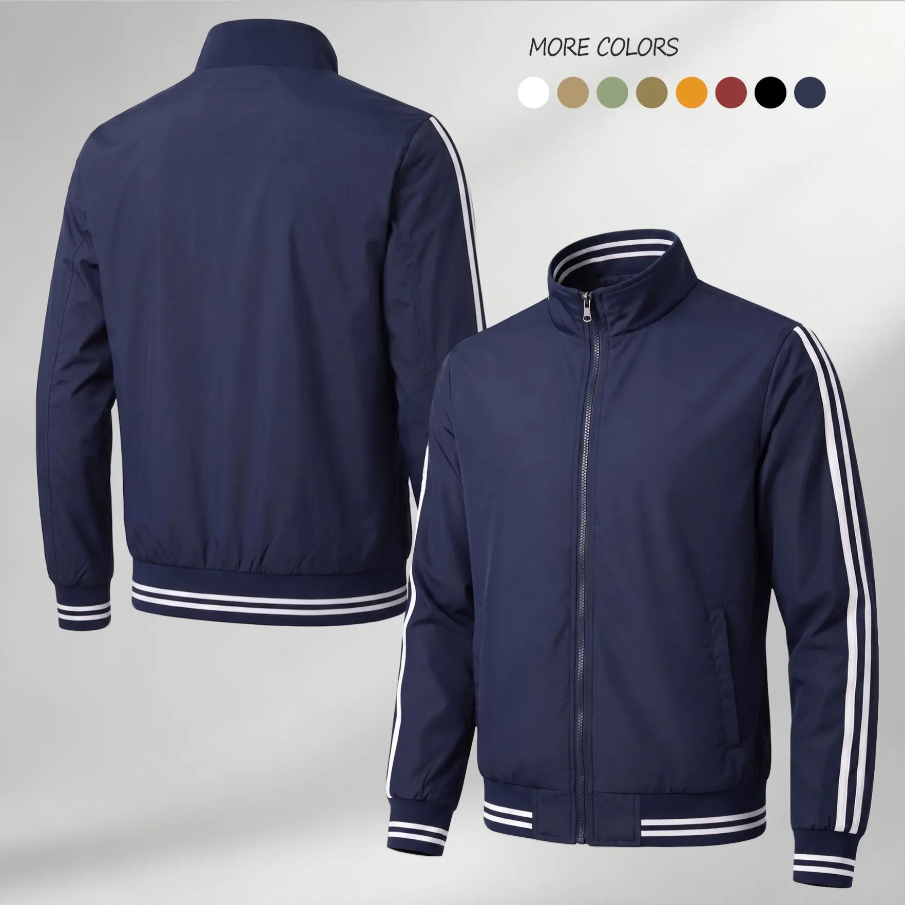 Men’s Lightweight Bomber Jacket – Minimal Flight Jacket with Ribbed Hem & Cuffs, Casual Streetwear Zip-Up Pilot Style Outerwear