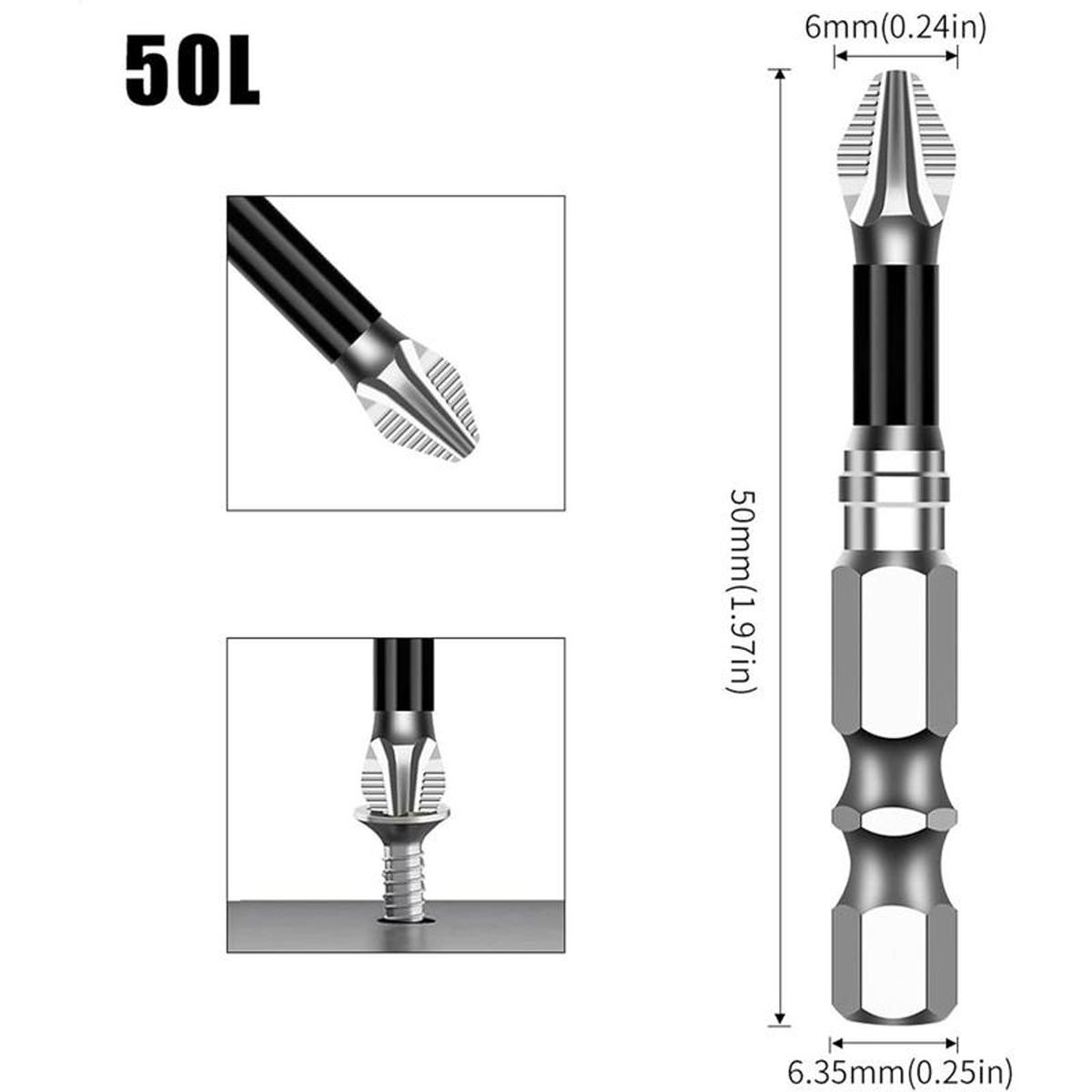 12PCS / 6PCS K5 Anti Slip Bit, Set Bit Obeng K5 Impact Resistant Non Slip Bit, Batang Hex 1/4 Inci High Magnetic Screwdriver Drill Bit Set, Anti-Slip Ph2 Impact Driver Set, Non Slip Screwdriver Bits High Magnetic