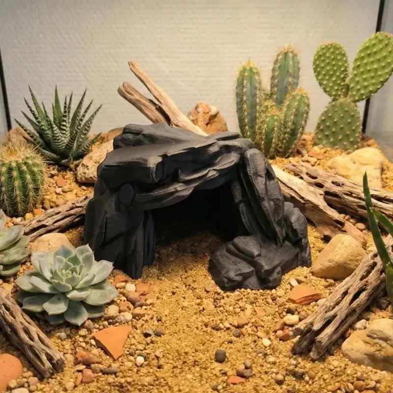 Realistic Rock Hideout for Reptiles, Natural Texture, Stable Structure, Ideal for Bearded Dragons, Desert Theme, Halloween Decor