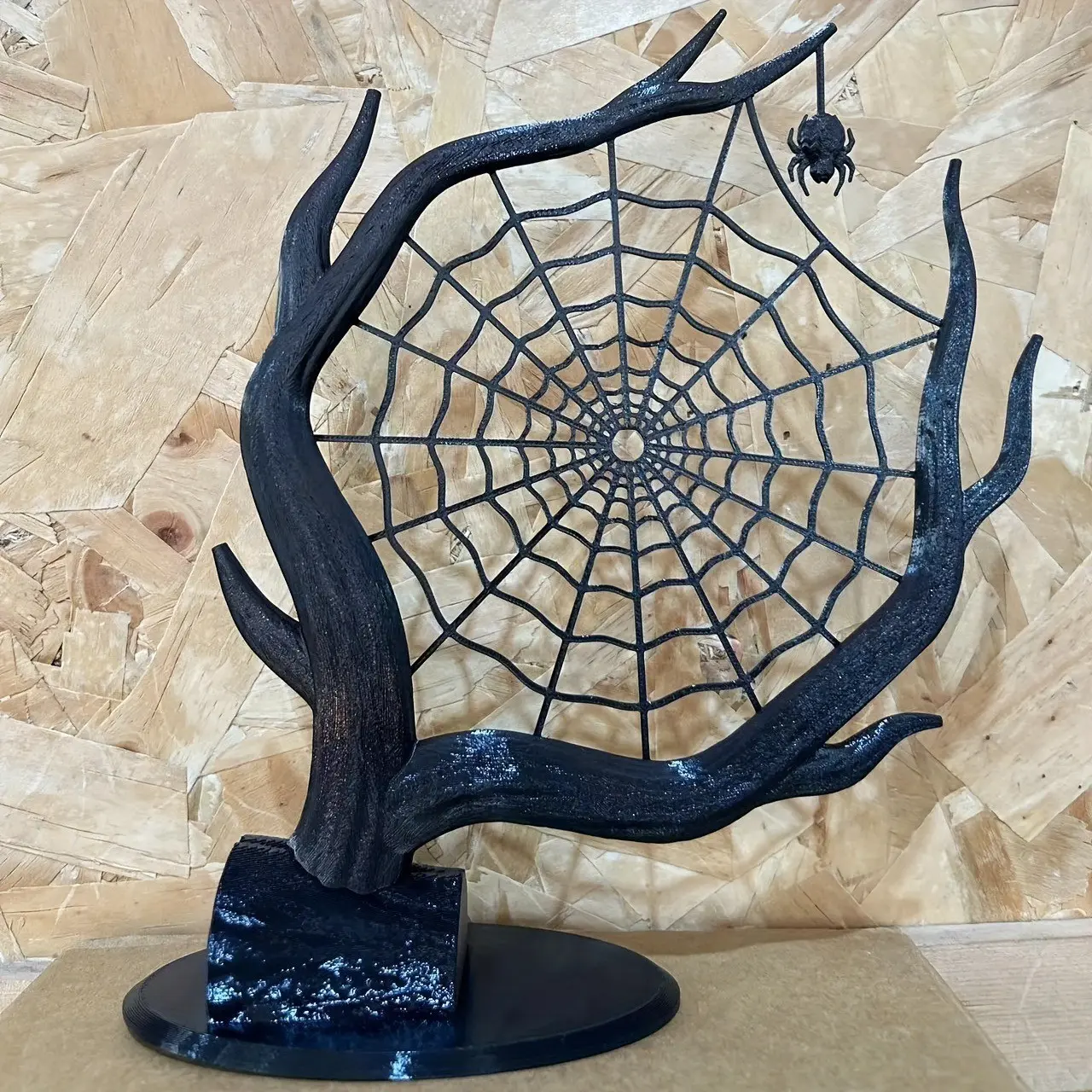 Gothic Dead Tree Spider Web Decorative Jewelry Display Stand, Vintage Aesthetic Distressed Desktop Earring Necklace Storage Earring Holder Ornament with Spider Decor