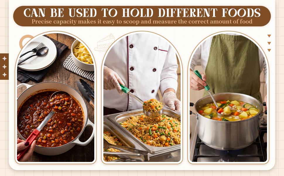 2 Pcs Portion Control Serving Spoons, Restaurant Measuring Serving Ladle Utensils, Portion Spoons for Weight Loss, Kitchen(Red,2 oz,Solid and Slotted)