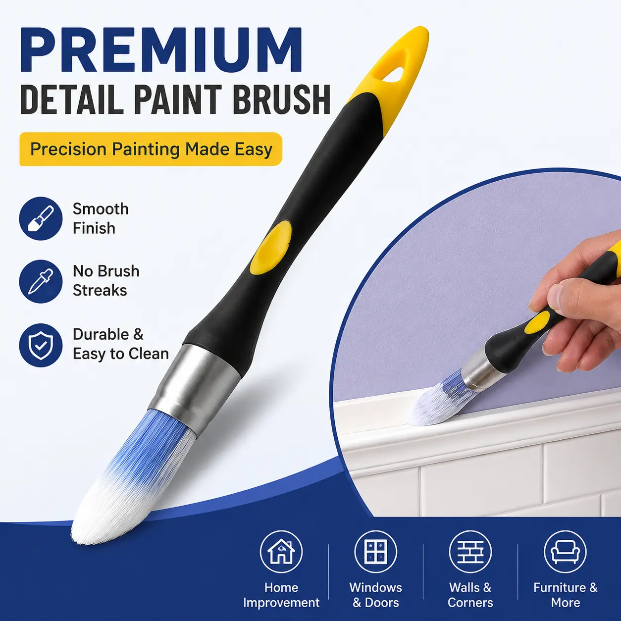 Paint Edge Trimming Brush, Edge Painting Tool with Easy-Cleaning Design for Interior Walls & Home Improvement-YY0