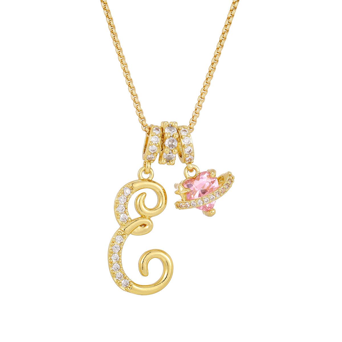 Initial Heart Necklace for Women | 18K  Plated | Pink Cubic Zircon Pendant with Diamond Inlaid Letter | Fashion Luxury Jewelry | Perfect Gift for Christmas, Birthdays, Anniversaries & All Holiday Occasions