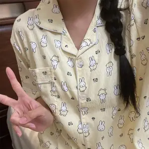 Cartoon Miffy Pajamas Woman Summer New Short Sleeves Short Pants Lovable Student Household Clothes Suit Can Be Worn Outside Cute