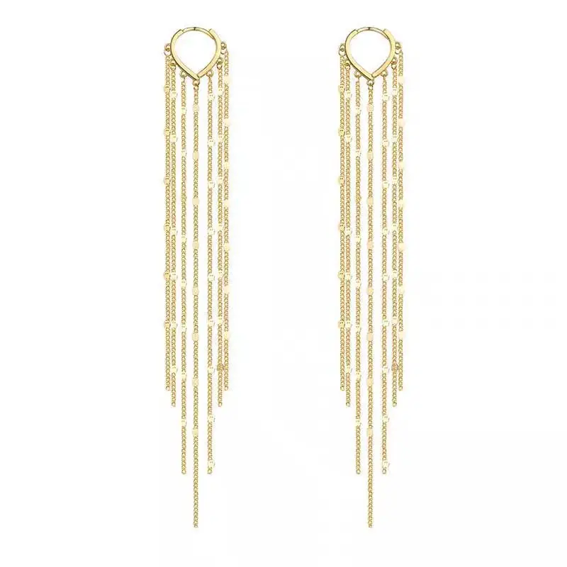Fashionable Gold Plated Chic Christmas Long Tassel Earrings for Women,Chain Tassel Threader Earrings Trend Dangling,Trendy Hypoallergenic Bride Party Prom Jewelry Accessories and Women Gifts For Mother's Day gifts, Earring