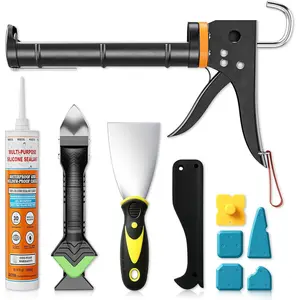 Professional caulking gun set, including caulk remover and silicone sealant - caulking tool set for caulk removal, includes caulking gun tool and silicone scraper
