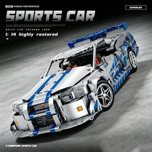 1:14Highly Restored Sports Car Building Blocks Model Toys Race Car Model Speed Racing Car Bricks Kits Creative Building Set Boys Teens Adult Birthday Holiday Gifts Desktop Ornaments