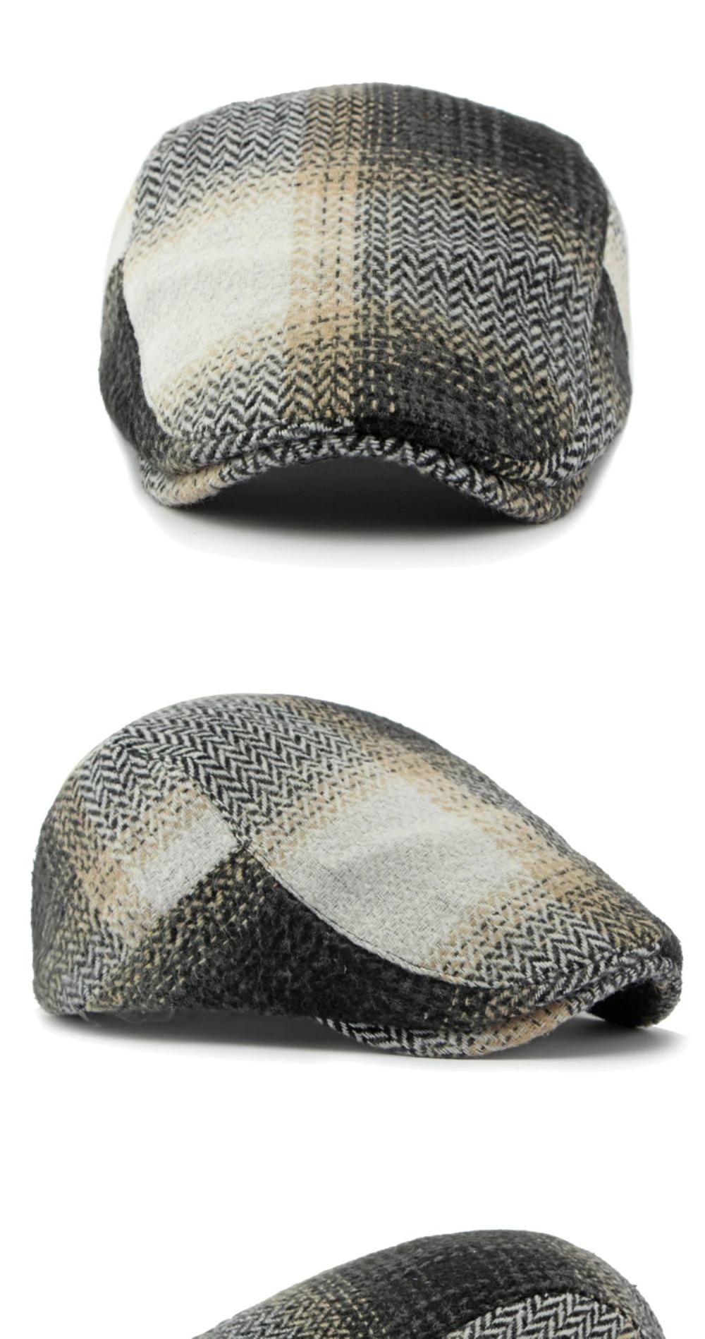 HT4238 Berets New Plaid Artist Painter Beret Hat Male Female Spring Autumn   Flat Caps for Men Women Retro Beret Caps
