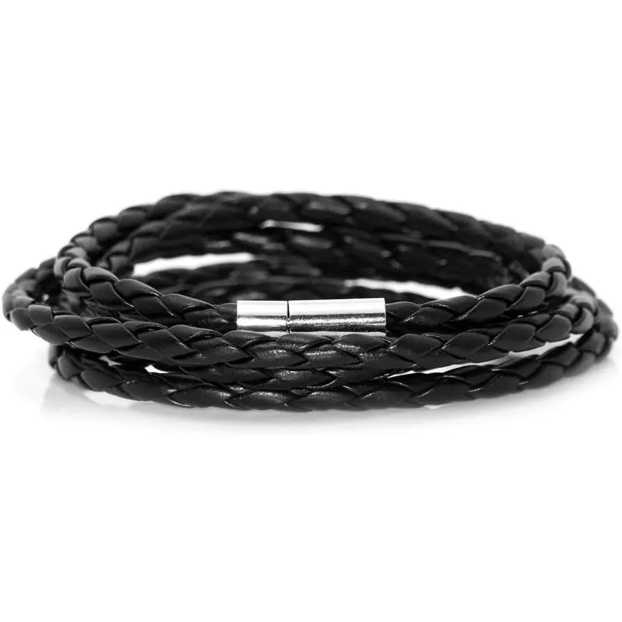 Fashion Alloy Buckle Multilayer Leather Wrap Cuff Bracelet,7.5inches