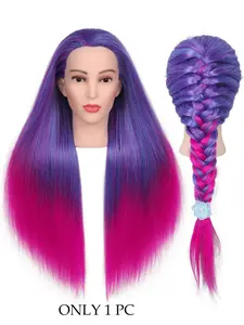 Mannequin Head with Hair Training Head Practice Fake Head Hairdresser Braiding Cutting Cosmetology Manikin Doll Head for Hair Styling Mannequin Head 25 Inch