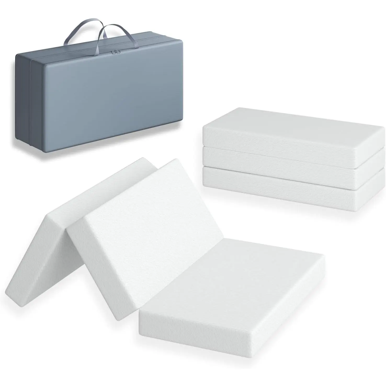 3 inch Trifold 38" Lx26 W Mini Mattress, Storage Bag Included, Water-Resistant and Removable Cover, Machine Washable, High Density Firm Support Foam, Easy-to-go for Outdoors & Travel