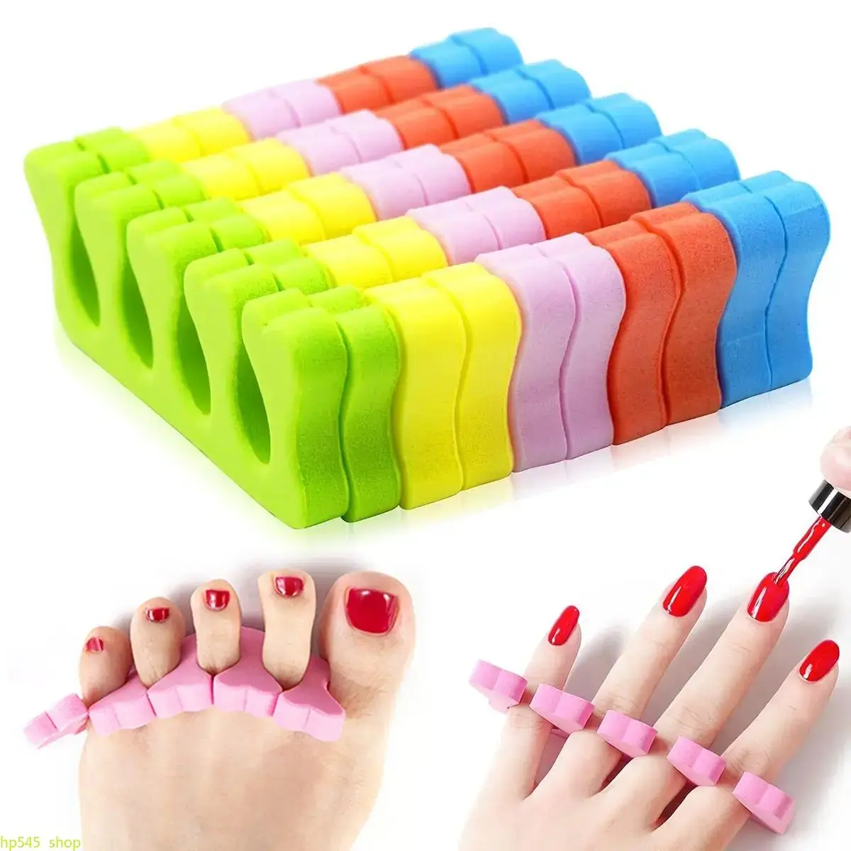 Soft Foam Toe Separators for Women & Adults, Multicolor Reusable Pedicure Spacers, Lightweight & Small Size Design for Nail Care, 20-100 Pcs Package