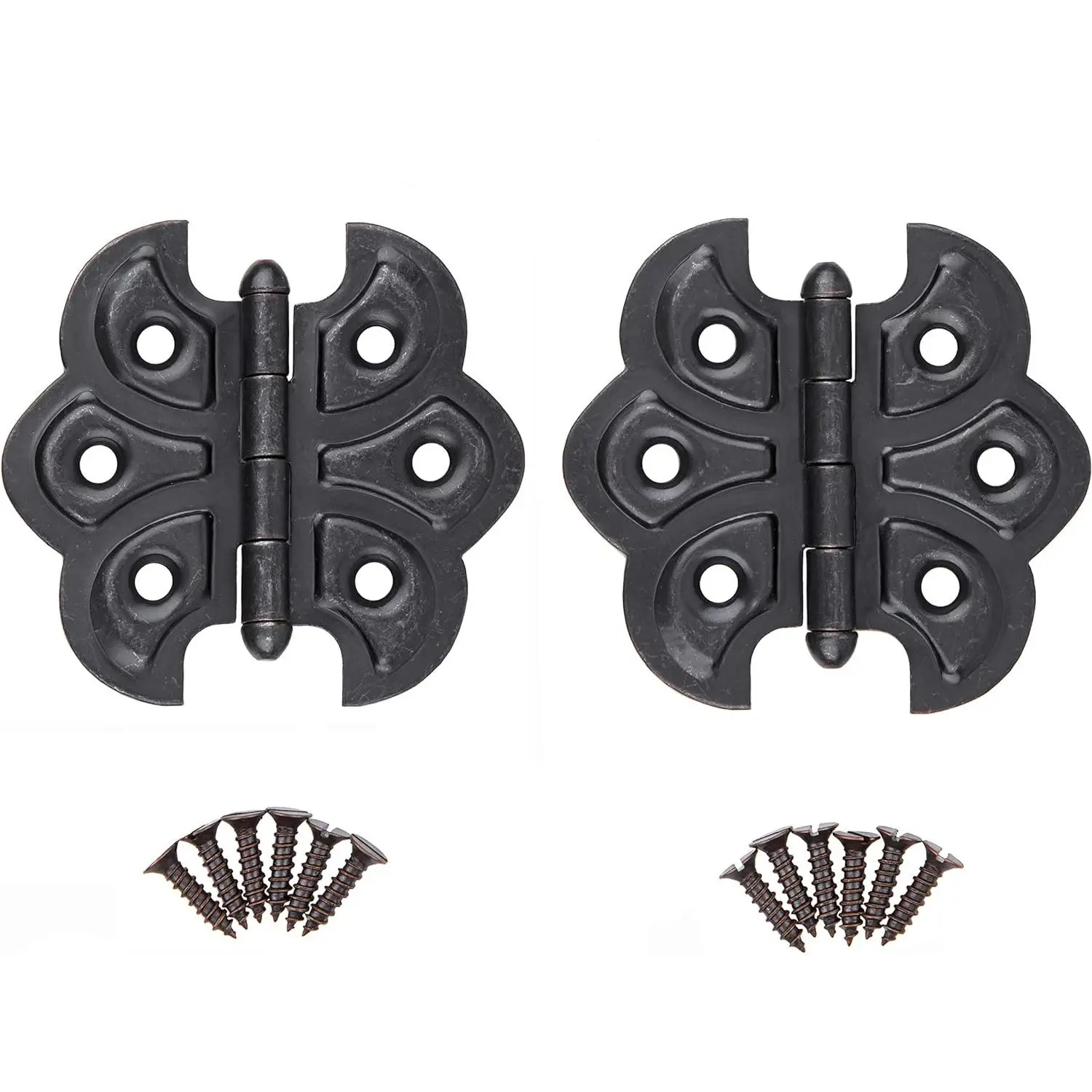 Oil Rubbed Bronze Plated Butterfly Hinges - Pack of 2 - Surface Mount Cabinet Door Hinges - Furniture  - UA-260-HOB