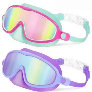 New Swimming Goggles with Nose Clip, 2-Pack Wide Vision Dive Mask, Anti-Fog UV Protection, Leak-Proof, Suitable for Kids 3-14 Years, Swim Goggles Set, Leakproof Swimming Glasses