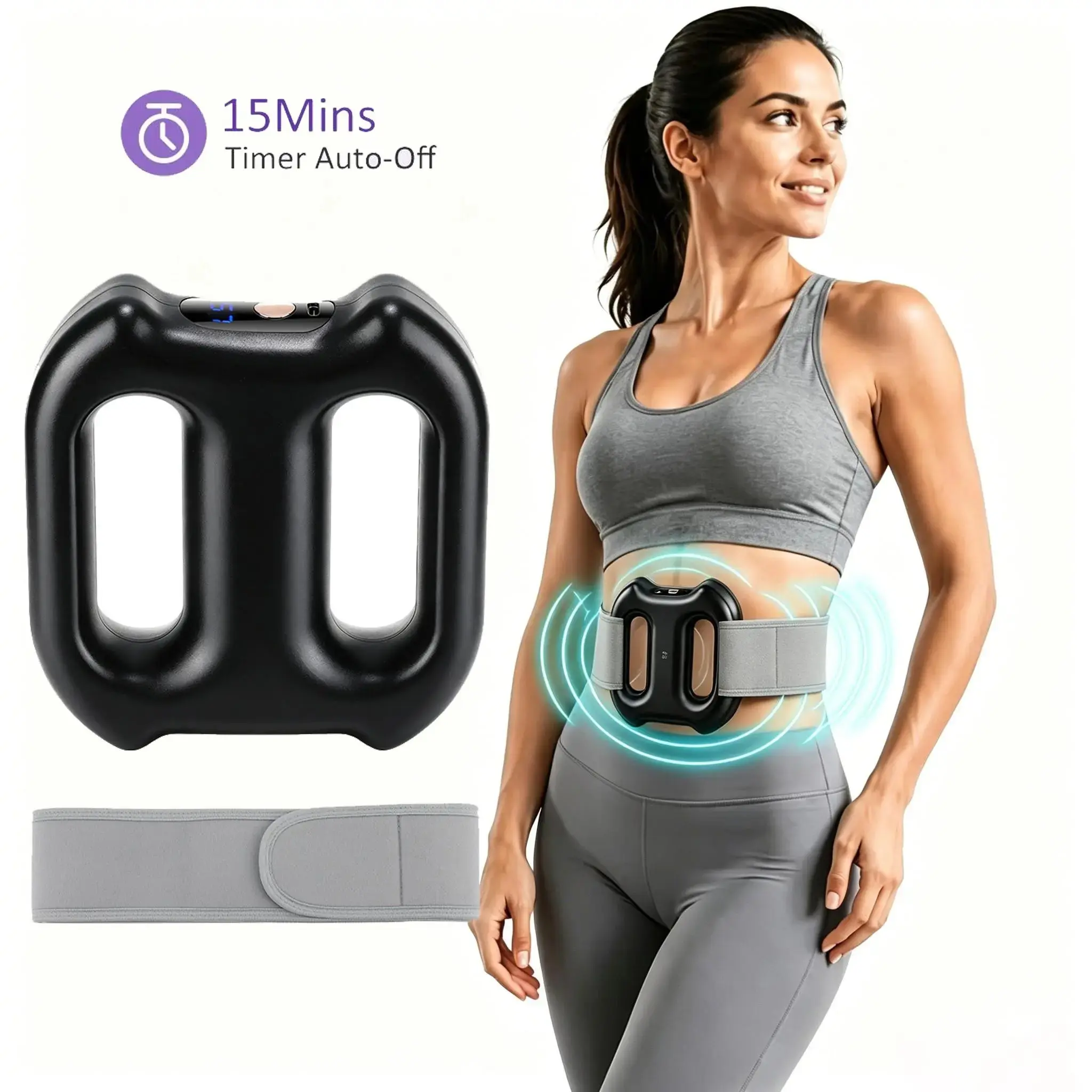 ✨ Rechargeable Fascia Ring Massager｜Portable 3 Mode 5 Level Deep Tissue Muscle Relaxation Device for Belly, Legs, Thighs, Waist, Back
