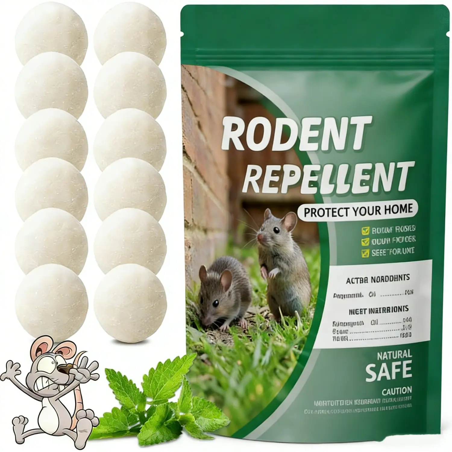 12pcs Peppermint Oil Mouse Repellent Balls, Natural Pest Pouches Deter Mice, Rats and Cockroaches, Safe for Indoor and Outdoor Use, Effectively Block Rodents From Invading Your House, Kitchen, Storage Room and Other Living Areas