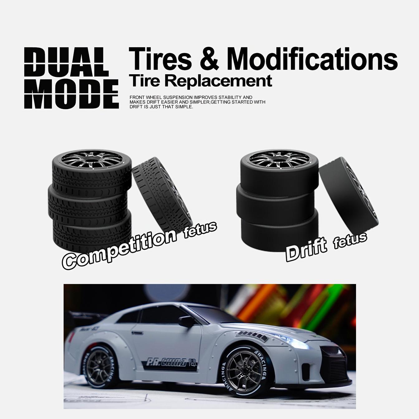 1:24 Remote Control Drift Car, 2.4G 4WD RC Car, RC Model Car, Remote Controlled Car, with Lights and Extra Tires, 1 Box, Perfect Birthday Gift for Kids