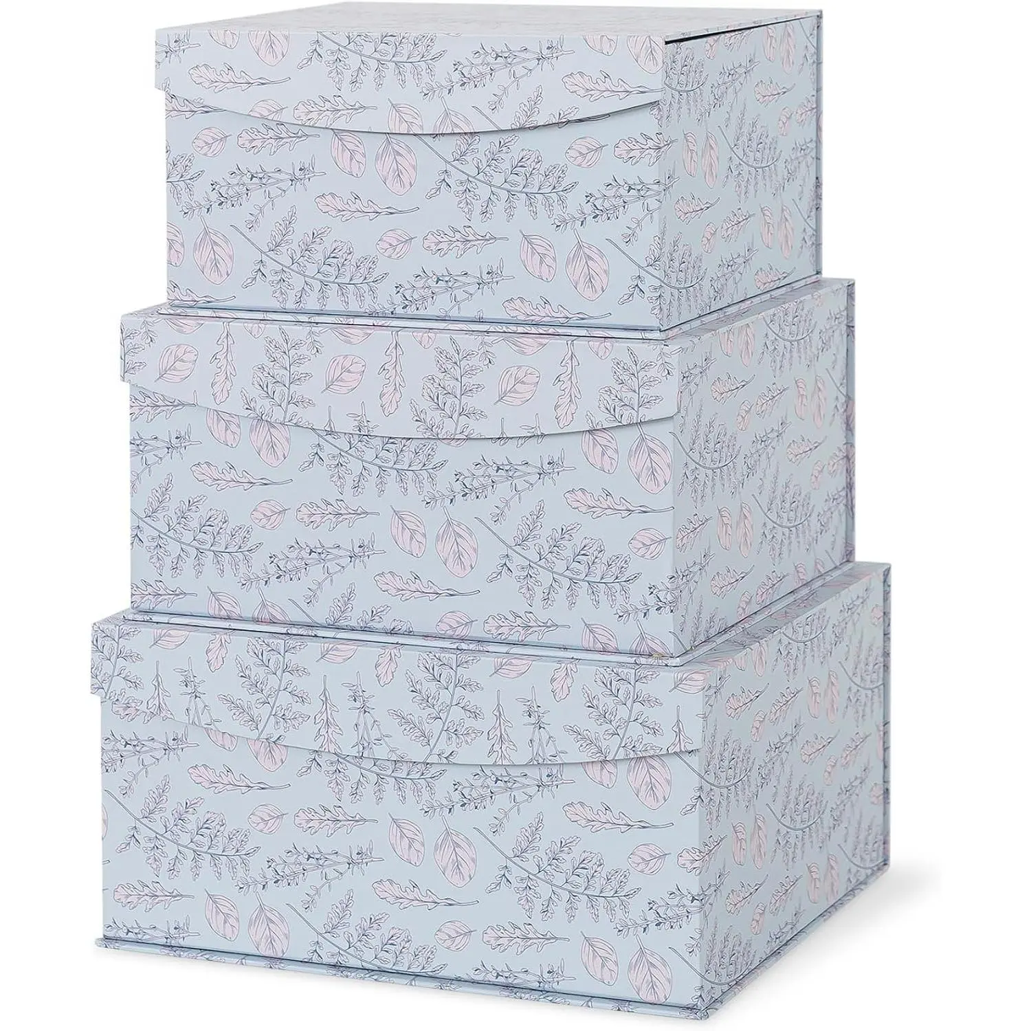 Decorative Storage Boxes with  Closure, Set of 3 Memory  Boxes with , Cardboard Storage for Gifts, Organizing, and  Décor, Cottage Sprig