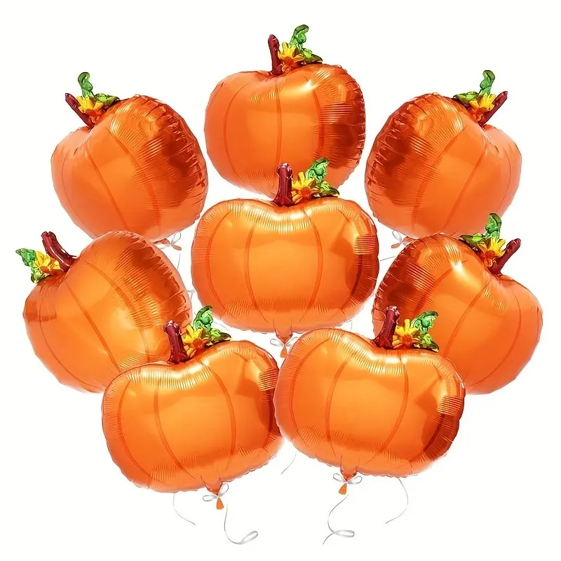 8Pcs Pumpkin Foil Balloons, Large Autumn Balloon Decorations for Halloween, Thanksgiving, Harvest Party, Baby Shower & Birthday Party Supplies