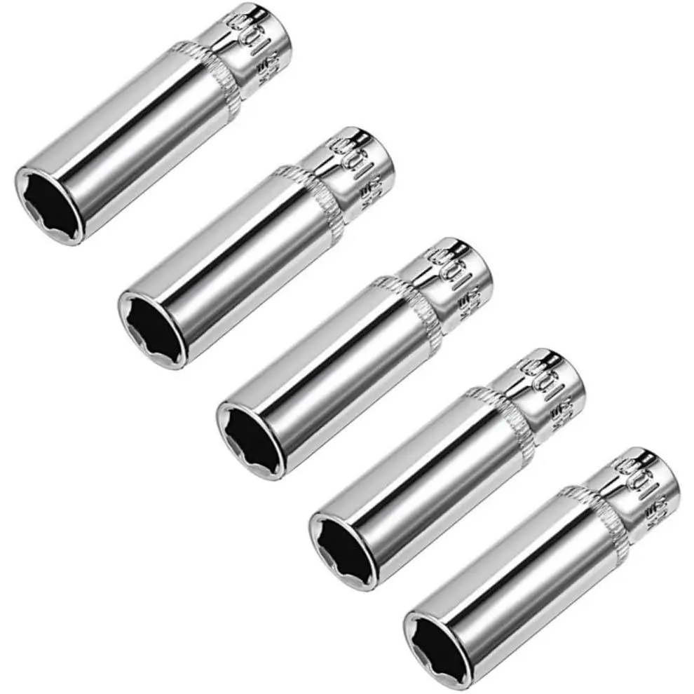 1/4 Inch Drive 10mm 6-Point Deep Socket, Metric, Cr-V 5 count