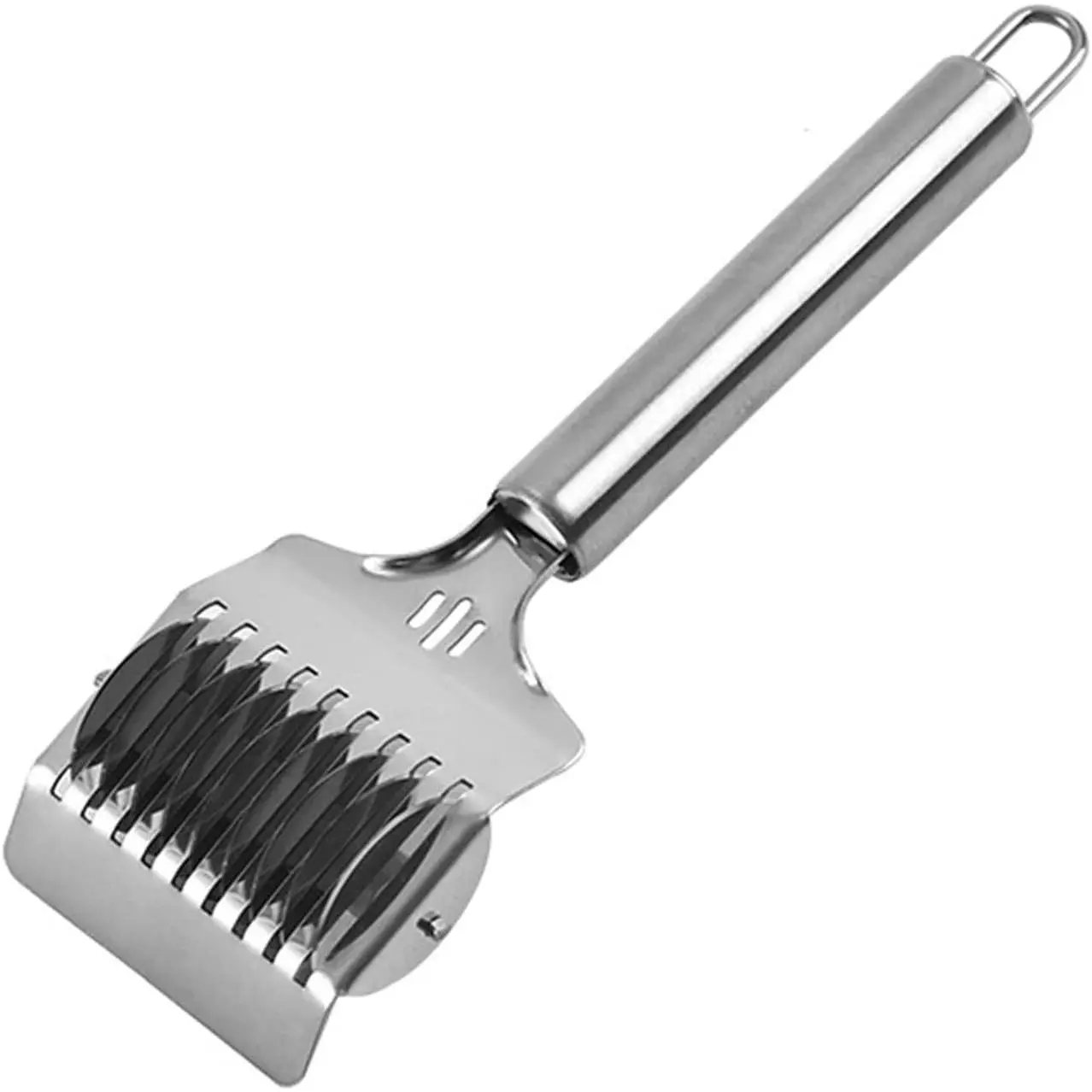 Noodle  roller, Non-slip comfort handle High Grade Stainless Steel Manual Pasta Spaghetti Makers Noodle Lattice Roller Dough  Mincer Kitchen Cooking Tool (8.7x2.76inch)
