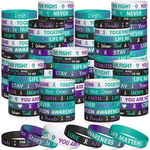 Awareness  Bracelets Set,  Prevention Awareness Pieces Ribbons Stretch Wristbands for Teen