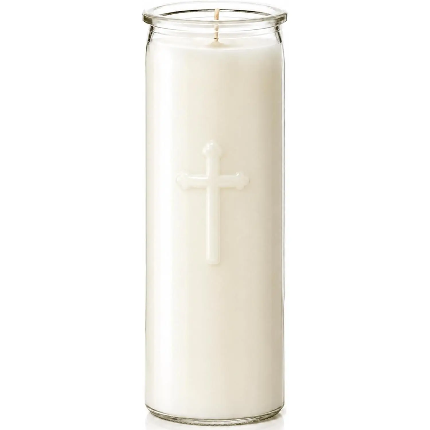 Soy Wax Prayer Candles,7 Day White Prayer Candle in Glass, 150-Hour Long  Unscented, Large Devotional Pillar Candles for Catholic Church, Memorial, , Vigil (White, 1 count)