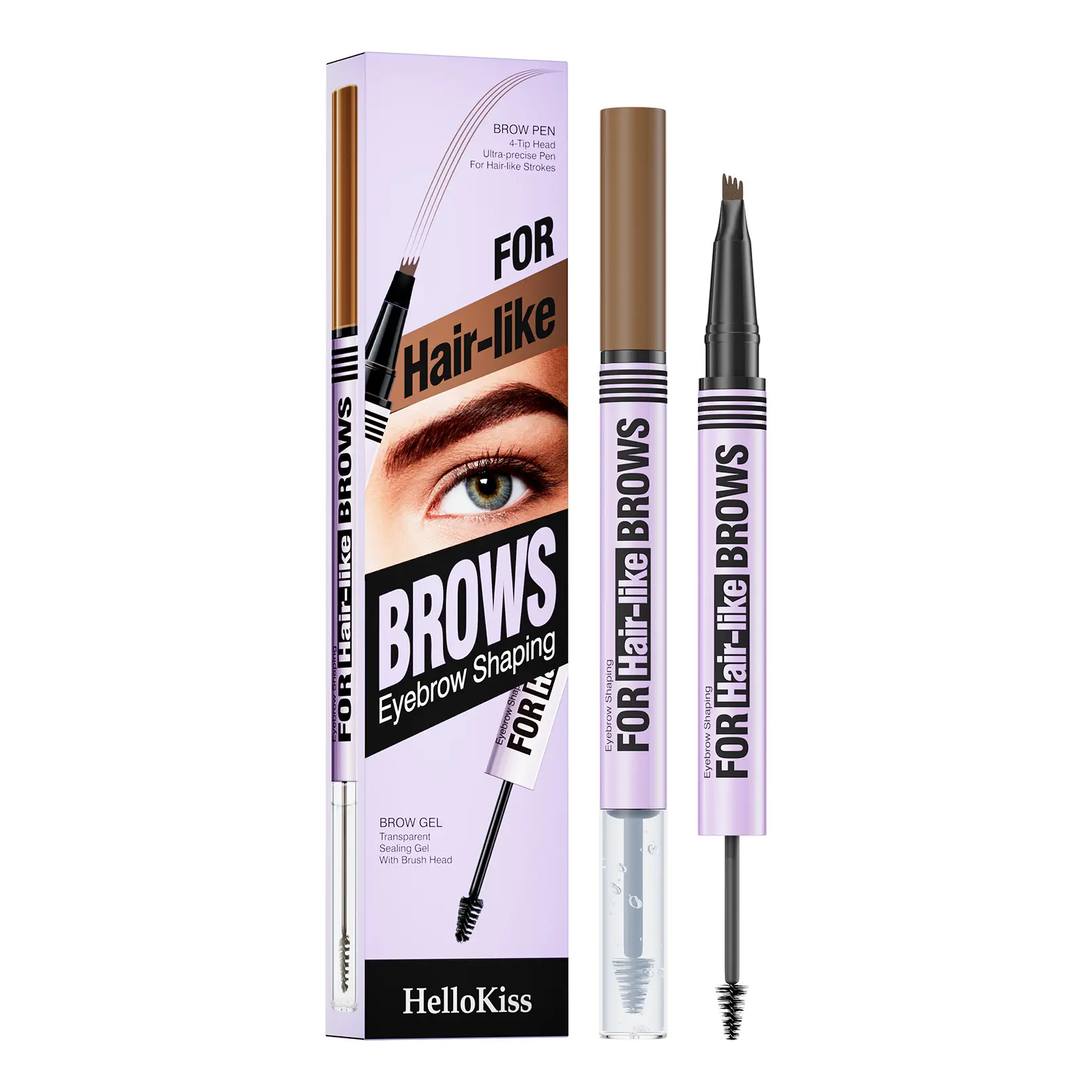 4-Tip Eyebrow Pen, 2-in-1 Waterproof Brow Pencil for Natural Looking Defined Brows, Long-Lasting Smudge-Resistant Makeup for Daily Use
