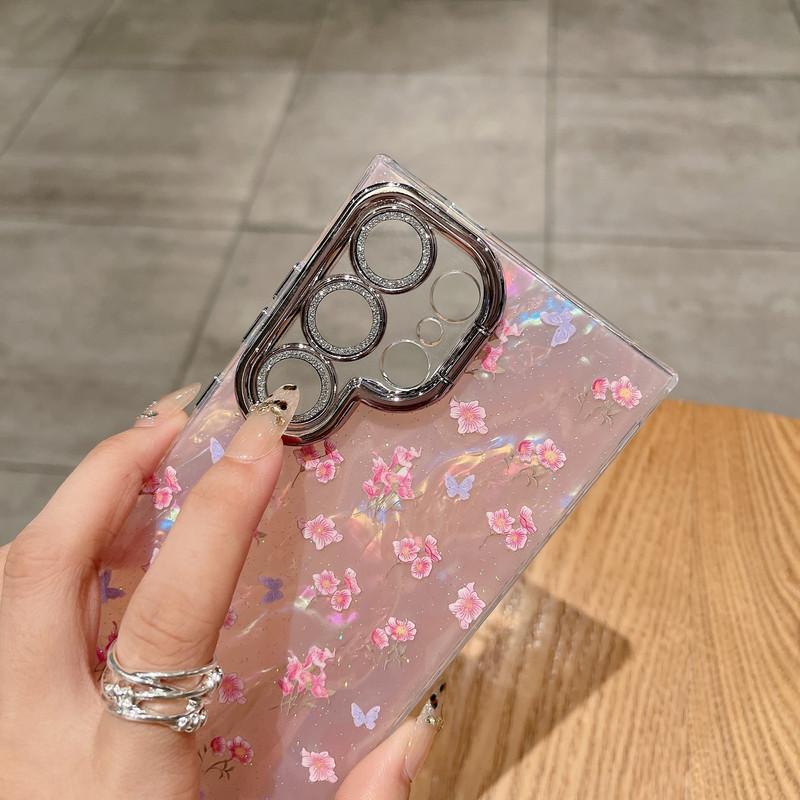 Compatible With S26/S25Ultra/S24/S23/S22 ,For iPhone 16 Pro Max/15/14/13/12,For Moto Razr 60 Ultra/50 Ultra/ 50/60  shell patterned small floral pattern lens film all inclusive protective Case HN7127