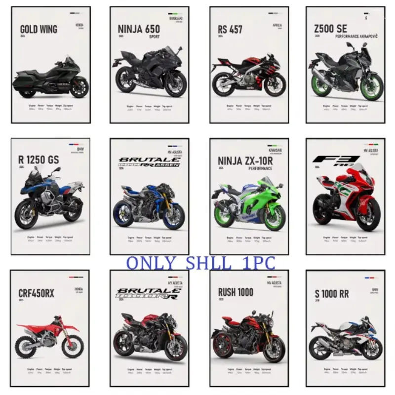 1 piece, Cool Racing Motorcycle Wall Art: A canvas print and living room Decoration poster designed specifically for luxury motorcycle enthusiasts; 2D flat design, unframed, high-quality print